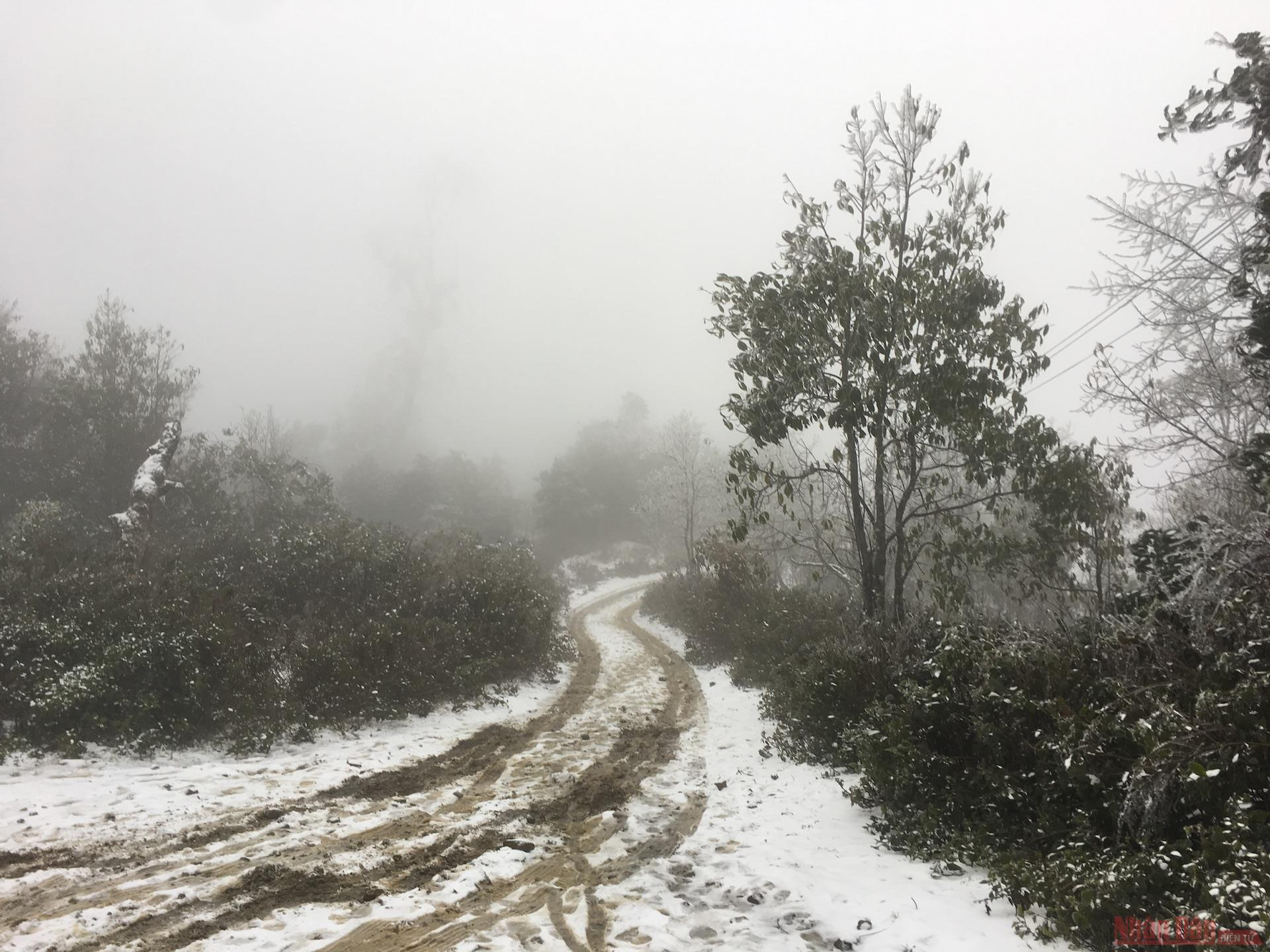 Northern Vietnam mountains engulfed in white snow Northern Vietnam mountains engulfed in white snow